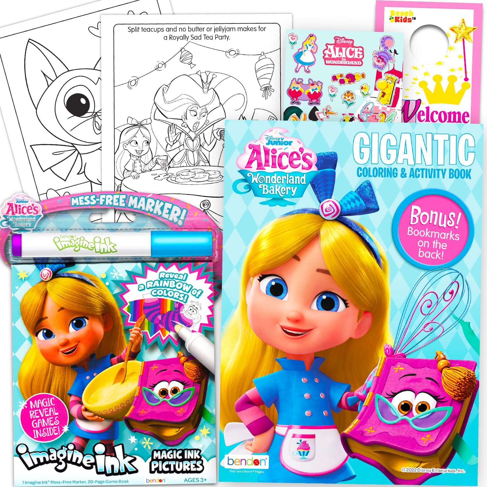 Alice's Wonderland Bakery Coloring Book Super Set for Kids - Bundle with 3 Alice in Wonderland Activity Books with Stickers, Games, Puzzles, and More | Alice's Wonderland Imagine Ink