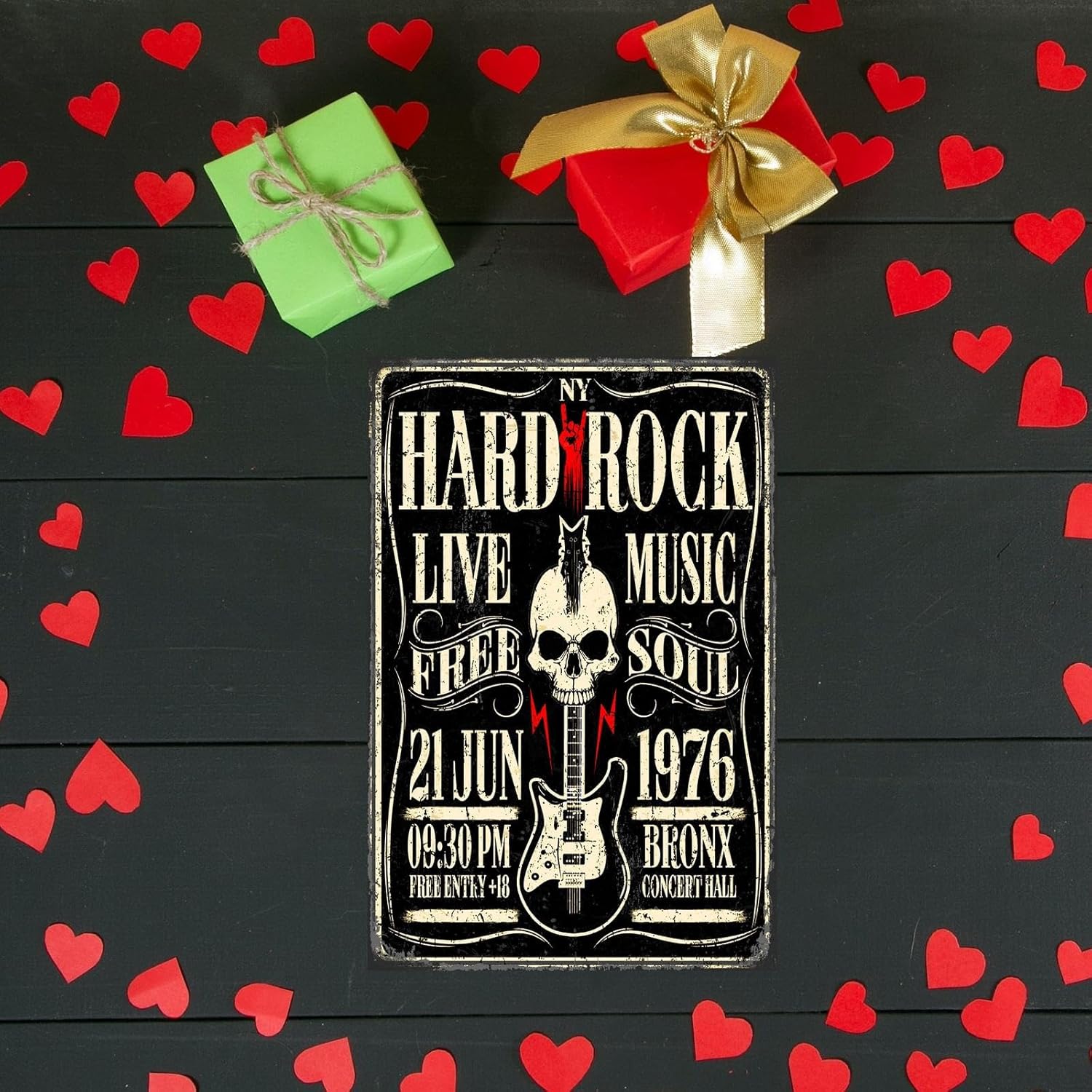 Music Tin Signs, Rock Bands Skull Metal Sign, Free Soul Concert Hall, Guitar Poster Studio Wall Decor Plaque for Home, Office, Bars, Restaurants, Cafes, Pubs 8 X 12 Inches - Image 3