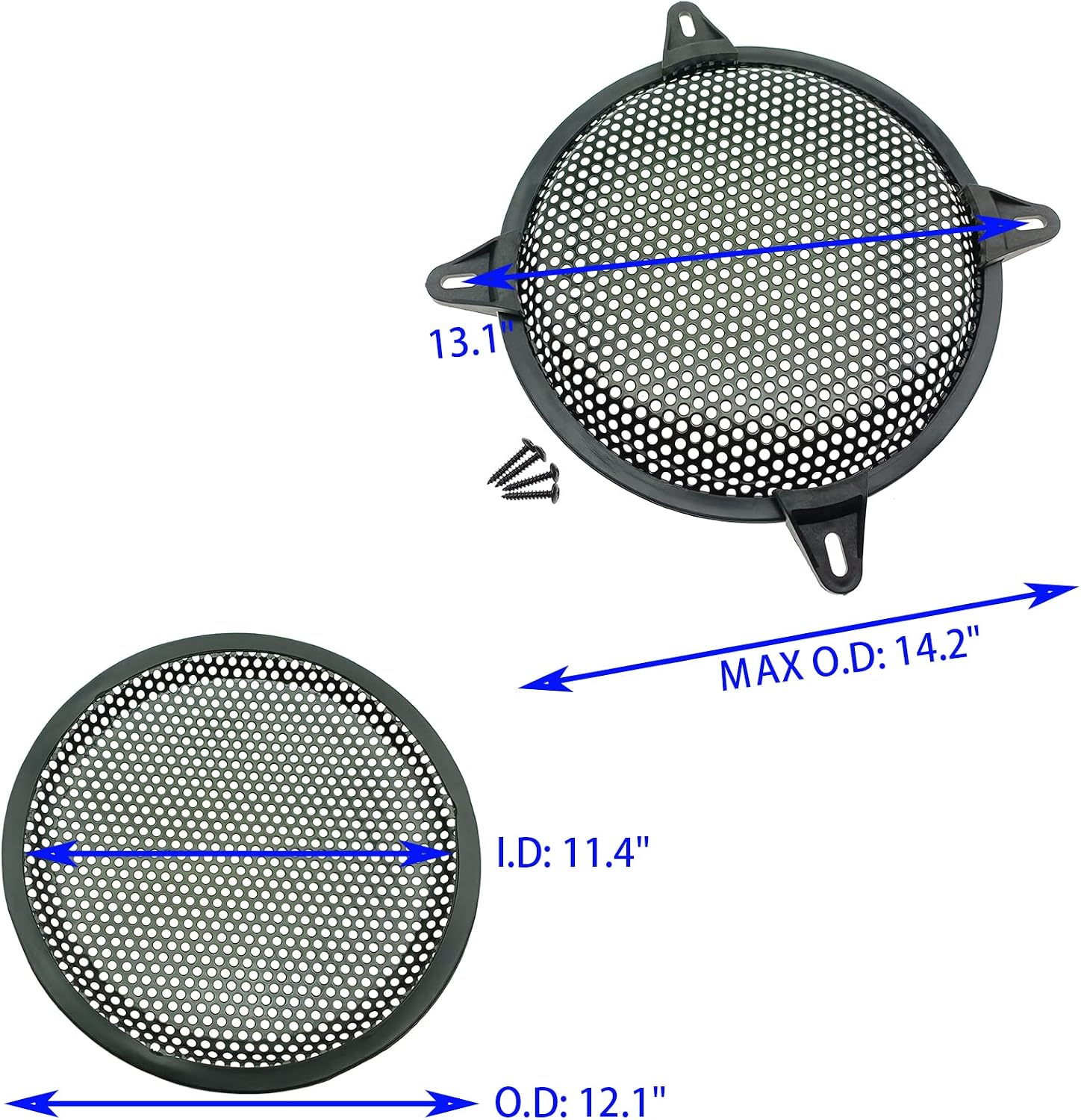 FDXGYH 2 Pack 12 Inch Metal Mesh Speaker Grills Covers with Mounting Screws | Subwoofer Grill Protective Case for Home Audio Car Speaker [Black]