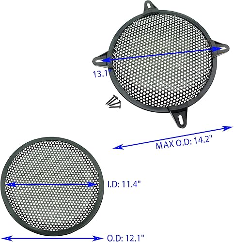 Miniatura 2 de FDXGYH Paquete de 2 fundas protectoras de malla metálica de 12 pulgadas para altavoces de subwoofer con tornillos de montaje para altavoz de