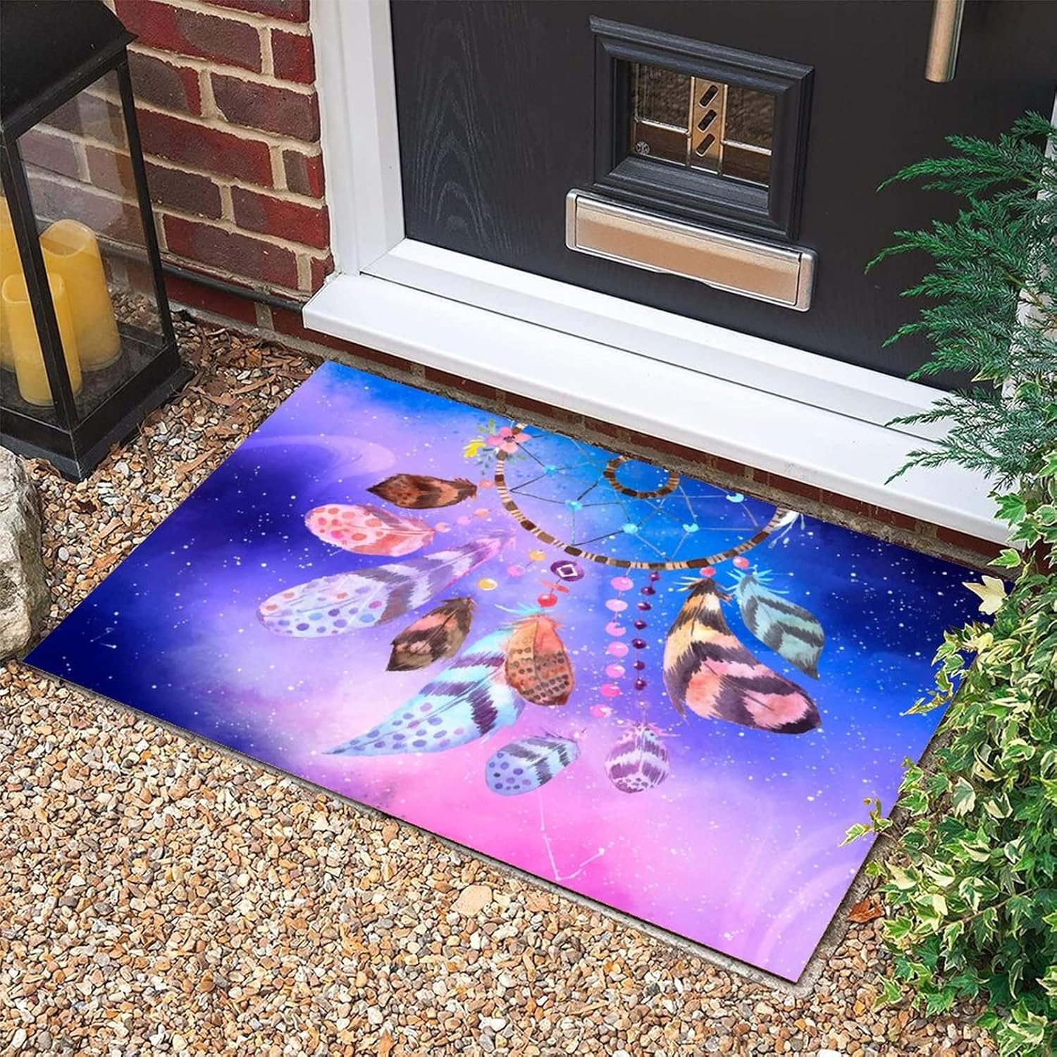 Amazon.com: Coir Outdoor Door Mat 16x24 Boho Moon Dream Catcher Feather ...