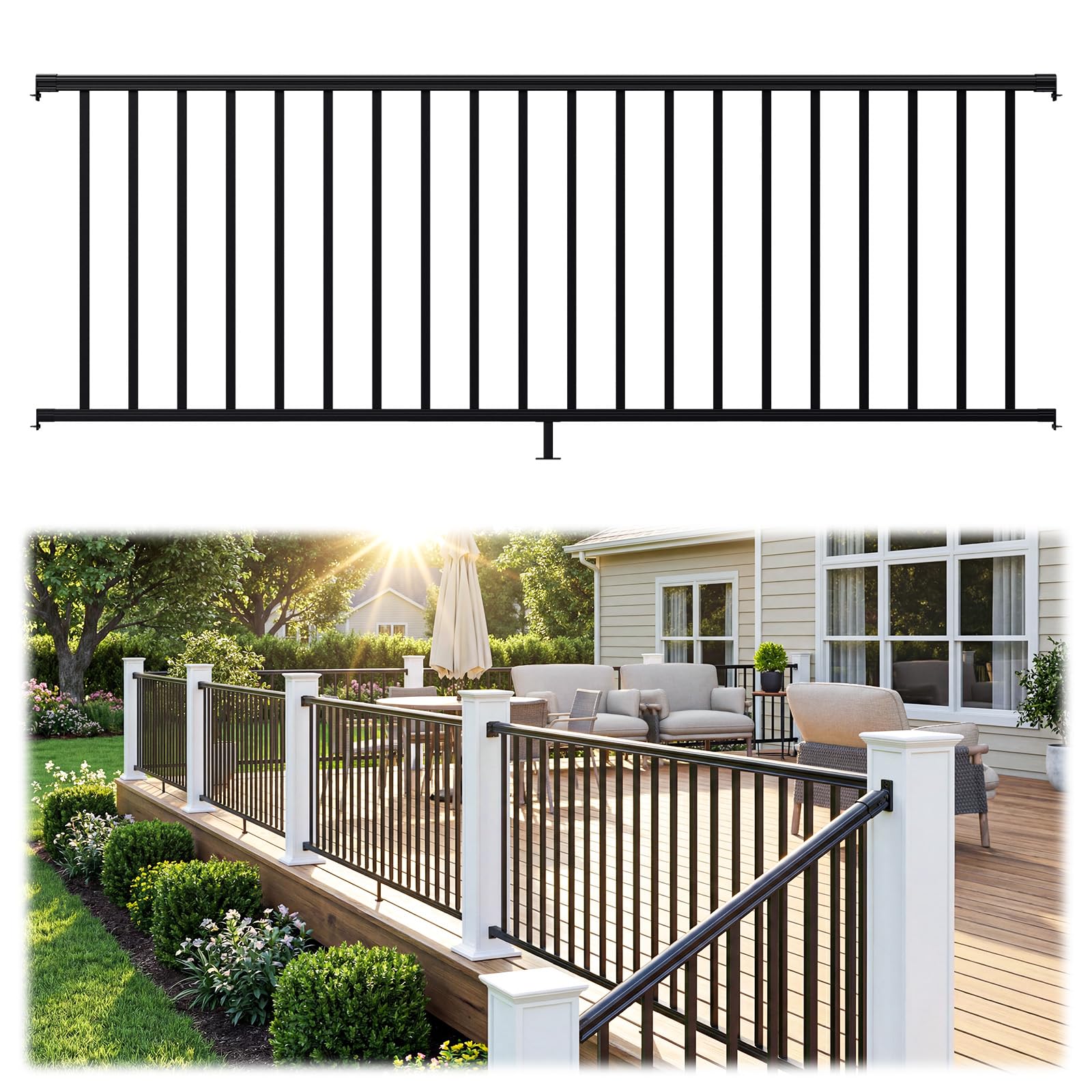 Photo 1 of Egadis 1 Pack 36 in x 8 ft Aluminum Porch and Deck Railing Kit Without Post