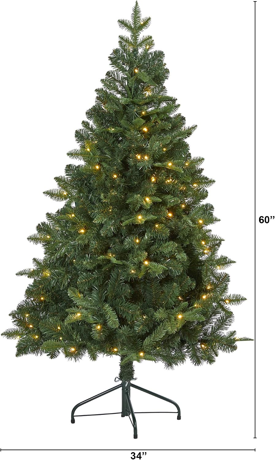 Nearly Natural 5ft. Grand Teton Spruce Flat Back Artificial Christmas Tree with 120 Clear LED Lights and 514 Bendable Branches