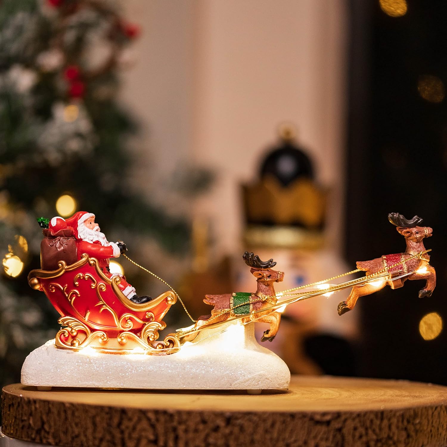 Marco Paul Interiors Giostra LED Natale Con Scene Forestali E Cervi - Decorazione Luminosa E Musicale A Batteria Per La Casa