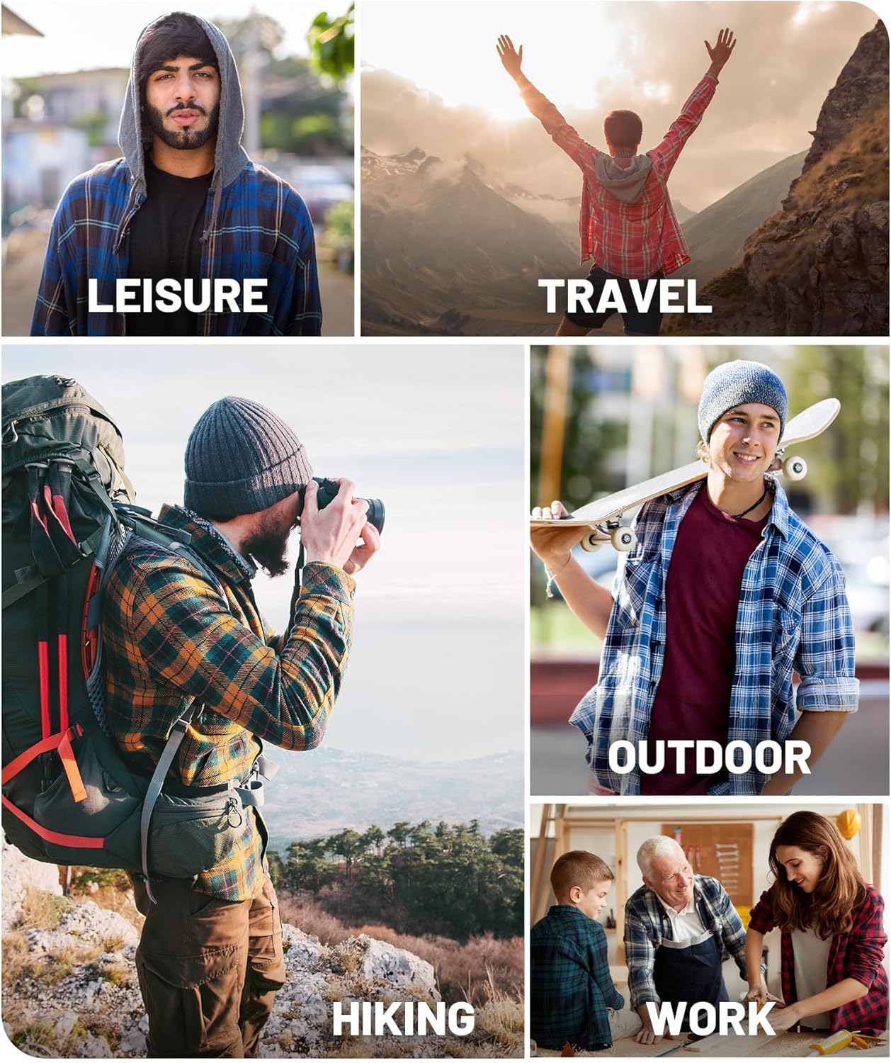 Spring Hooded Flannel Shirt for Men Casual Button Down Shirt Long Sleeve Plaid Hoodie with Pocket - Image 6