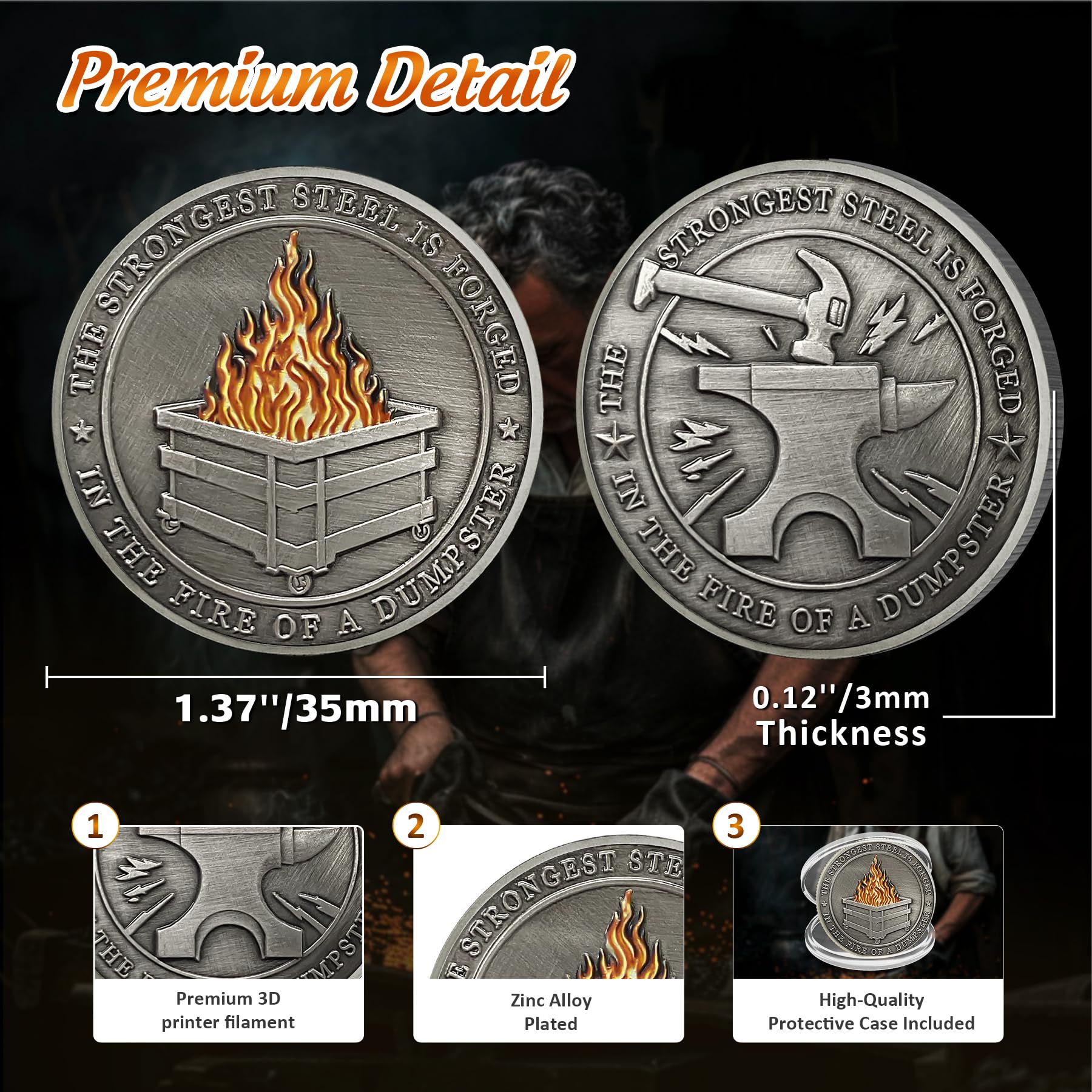 Skull Dumpster Fire Coin Skull - Funny Desk Accessory For Coworkers &  Employee Appreciation Gifts Dumpster Fire Challenge Coin