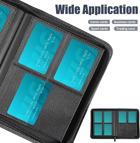 Miniatura 5 de Carpeta de tarjetas con 4 bolsillos con cremallera, 288 bolsillos con tarjetero para tarjetas, carpeta de carpeta de poliuretano de alta calidad,