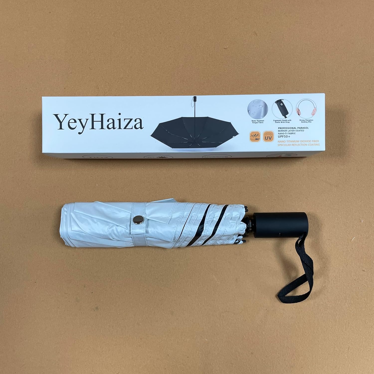 Men's and women's 42-inch portable umbrella with UPF 50+ UV protection for travel in the rain and sun