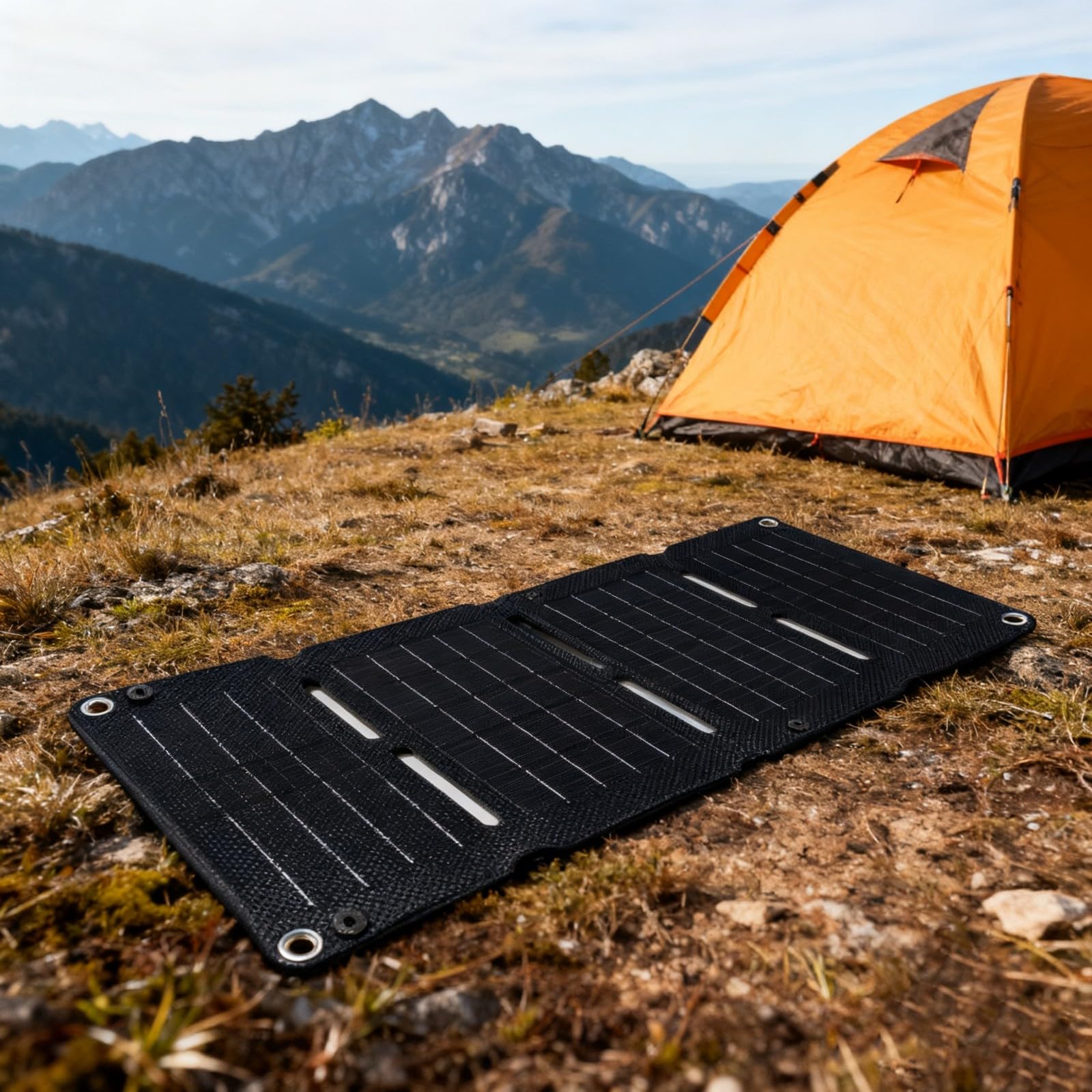 Appareil solaire ETFE extrêmement fin 10 W - Panneau monocristallin flexible avec régulateur de potentiel intégré - Pour appareils d'extérieur - Appareil solaire pour la randonnée