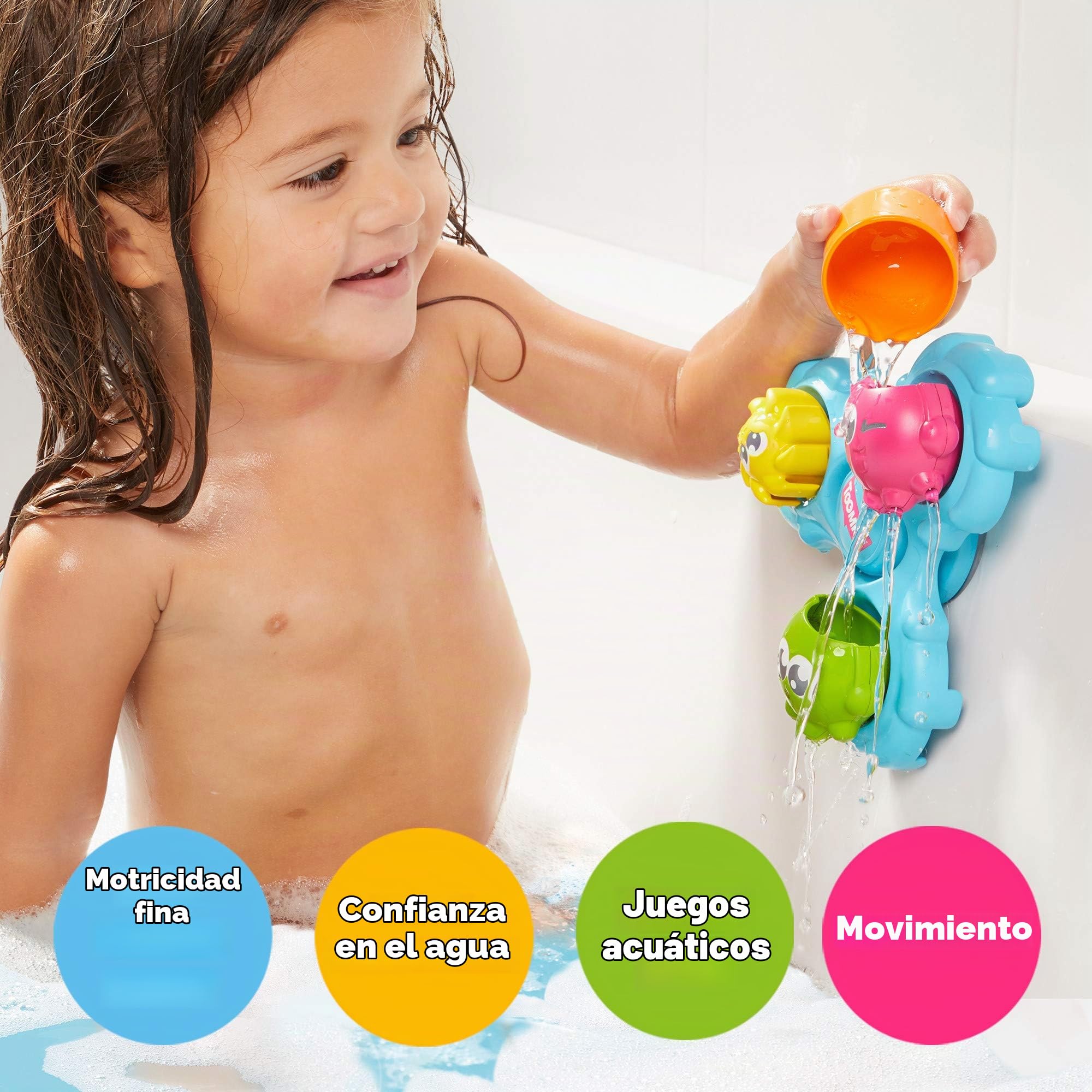 TOMY Games E72820C Spin & Splash Toomies Octopus Bath Toy for Water Play Suitable for 1, 2, 3 & 4 Year Olds Girls & Boys, Various