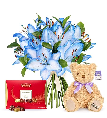 Ocean Lilies - Fresh Flowers - Birthday, Anniversary, Get Well, Thank You, Occasion Flower - Cut Floral Arrangement for Gifts (+ Gift Set) - + Gift Set