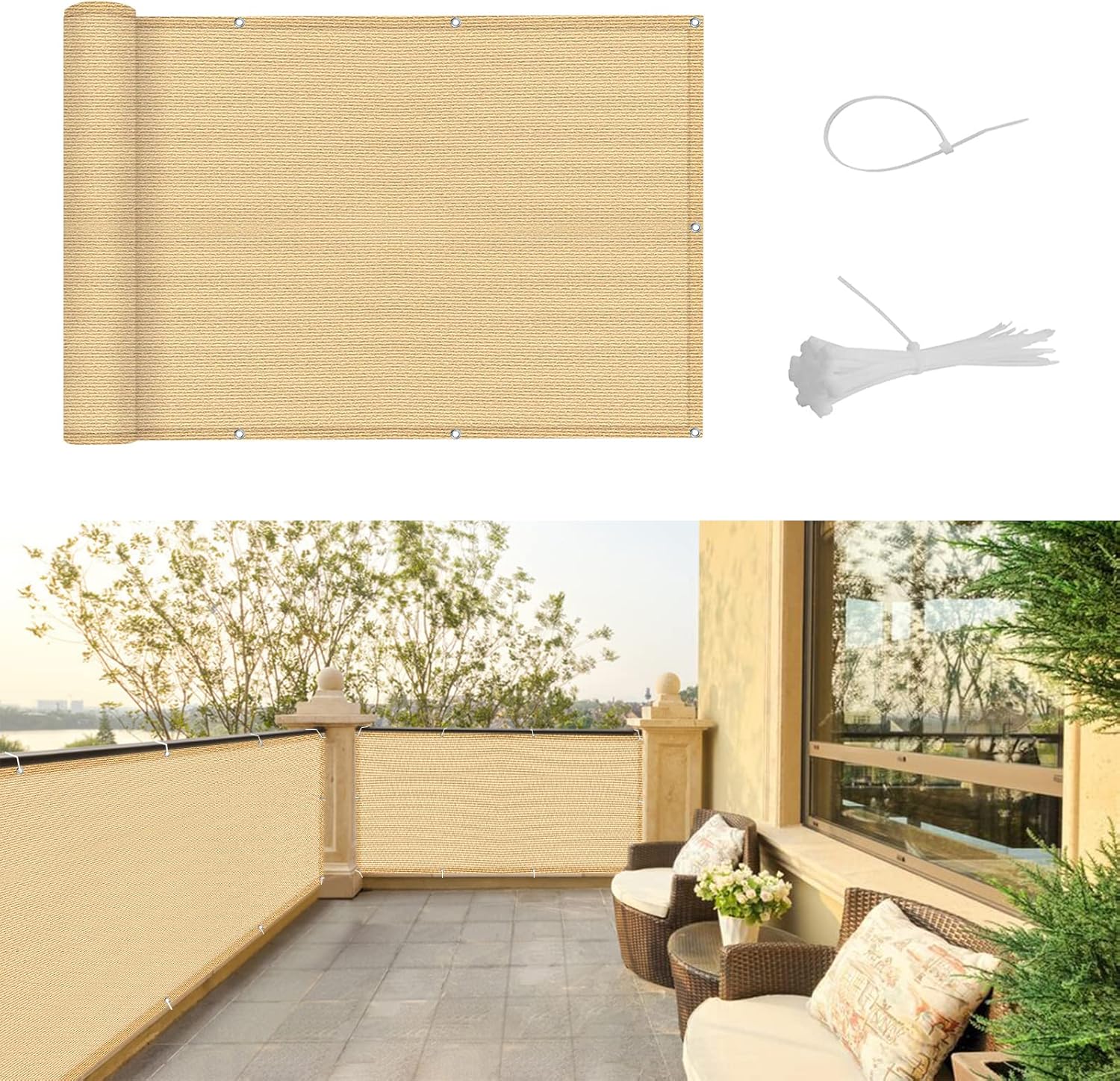 SUNNY GUARD Balcony Privacy Screen Cover Garden Privacy Screen HDPE
