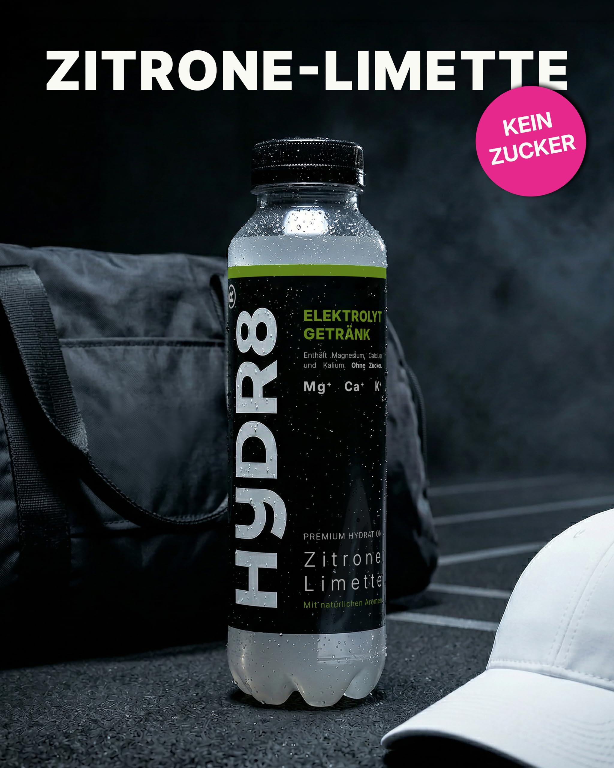 HYDR8 Elektrolytgetränk ohne Zucker mit erfrischendem Zitrone-Limette Geschmack - Elektrolyte Sport und Feiern - Elektrolyte ohne Zucker - 5 Elektrolyte inkl Magnesium (24 x 500ml inkl Pfand) | 5 Elektrolyte inkl. Magnesium | Zero Getränk | Erfrischend fü