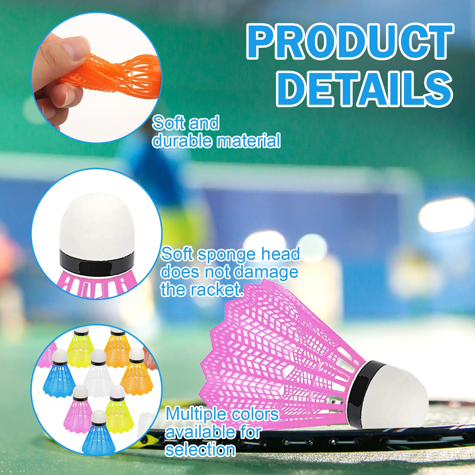12 Pezzi Volani da Badminton Nylon Volano Badminton Volani Badminton Plastica per Sport Interni e Esterni Allenamento