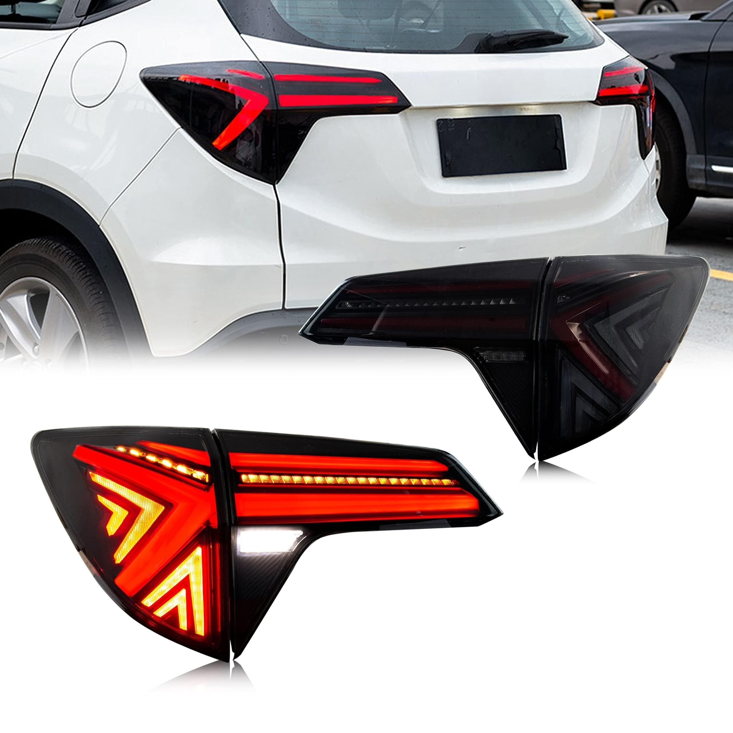 inginuity time LED Tail Lights for Honda HR-V 2016-2022 Start-up Animation Sequential Indicator Replacement Black Rear Lamps Assembly Accessary
