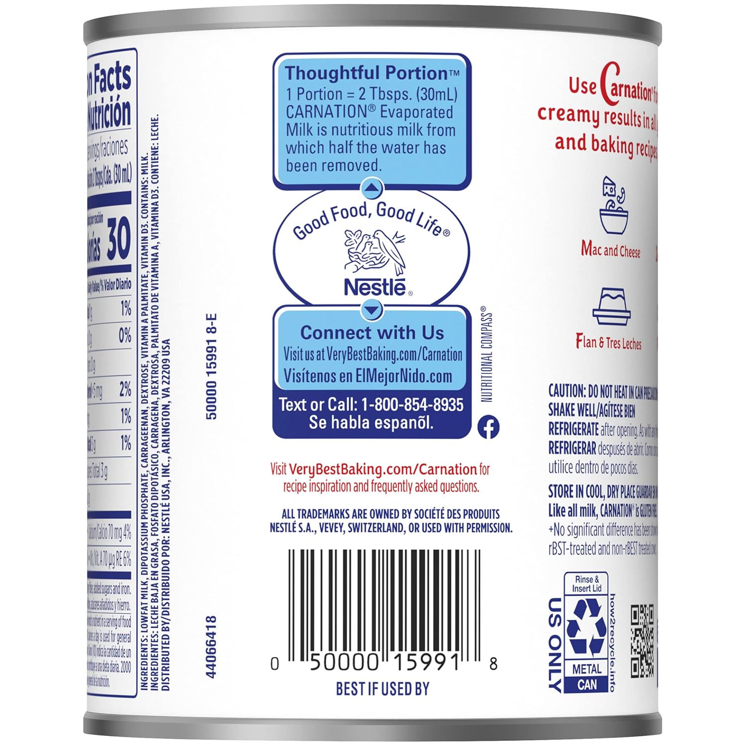 Carnation Evaporated Milk, Low Fat 2%, 12 fl oz