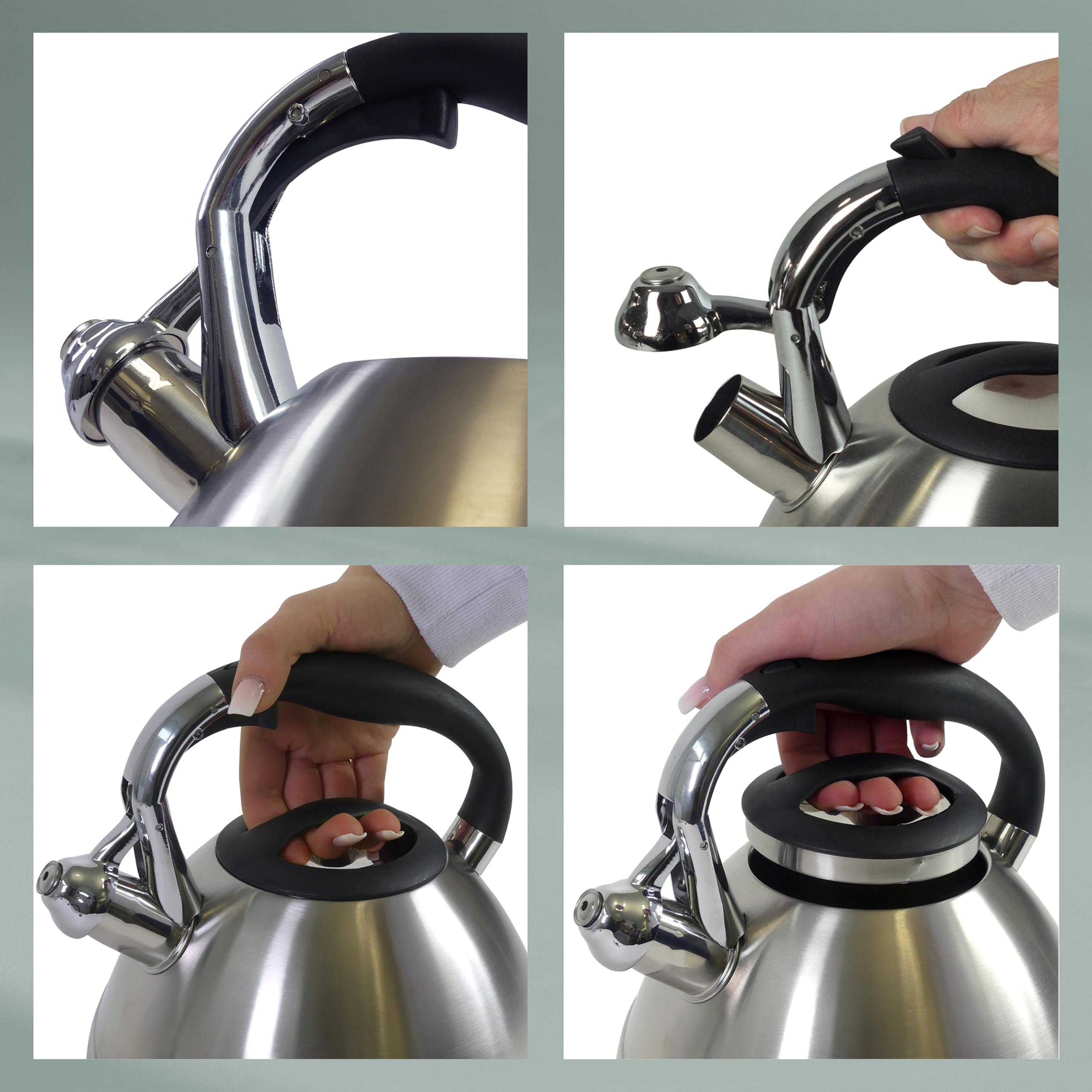 Kela 11656 Wasserkessel mit Pfeifton, Induktionsgeeignet, 3 L, Edelstahl, Varus, Schwarz