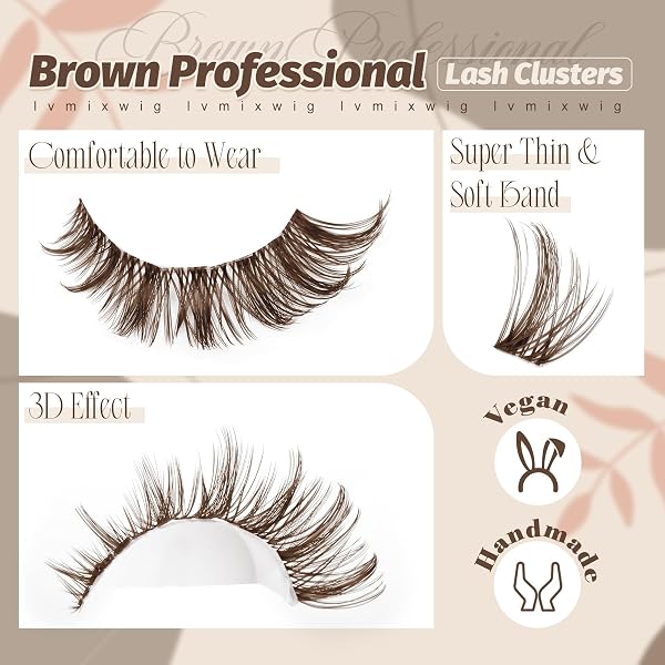 Brown Lash Clusters Kit Fox Eye Extension Kit with Bond and Seal Applicator - 2
