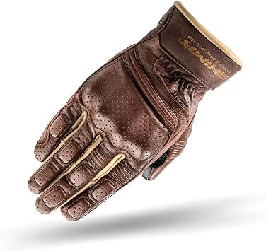 SHIMA AVIATOR Motrocycle Gloves for Men - Classic, Vintage, Reinforced, Summer Leather Biker Riding Gloves with Knuckle and Finger Protectors, Reinforced Palm Brown, XXL