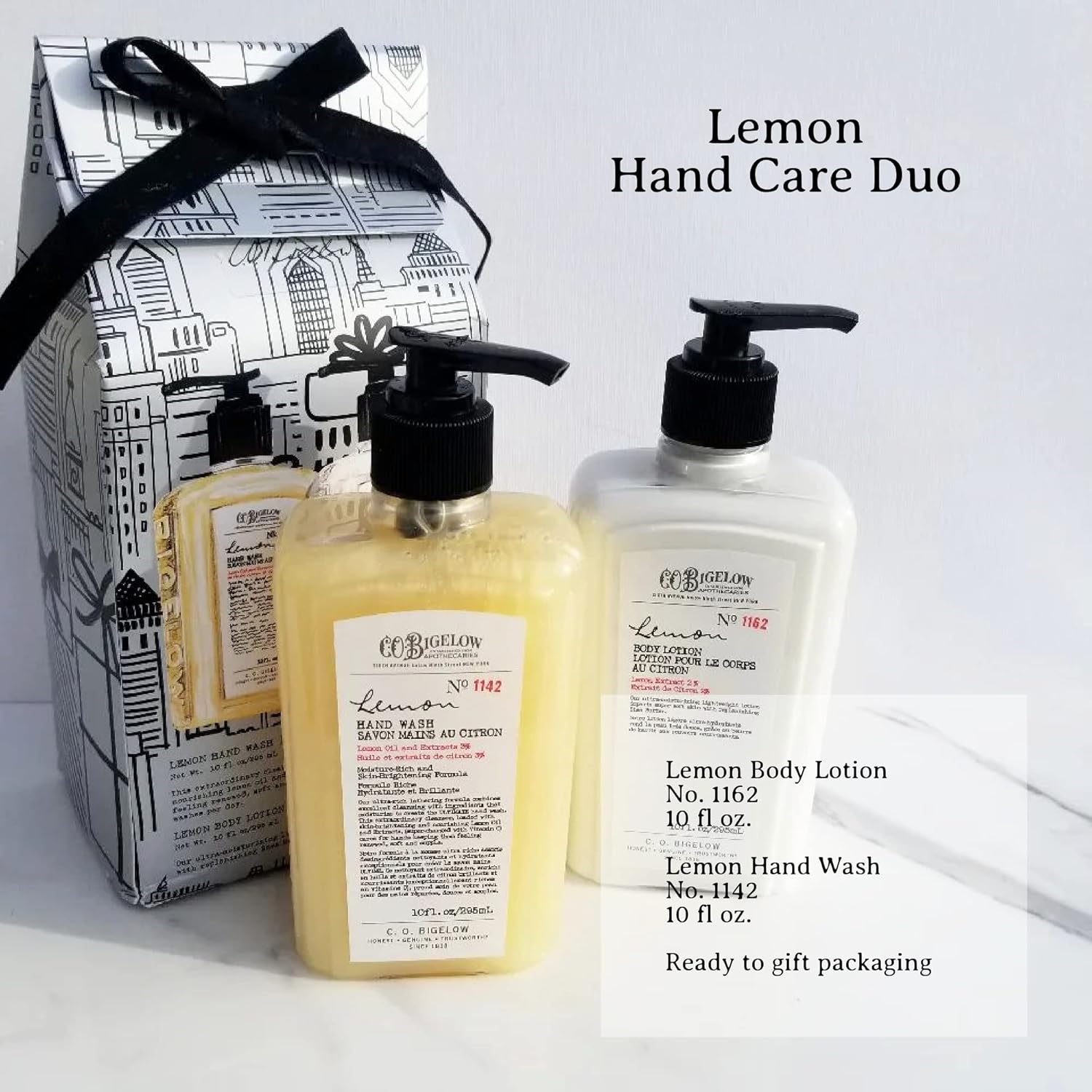 C.O. Bigelow Apothecary Duo Handcare Gift Set, Lemon Hand Soap & Body Lotion, Liquid Hand Wash & Moisturizing Body Lotion, Set of 2, 10 Fl Oz - Image 7