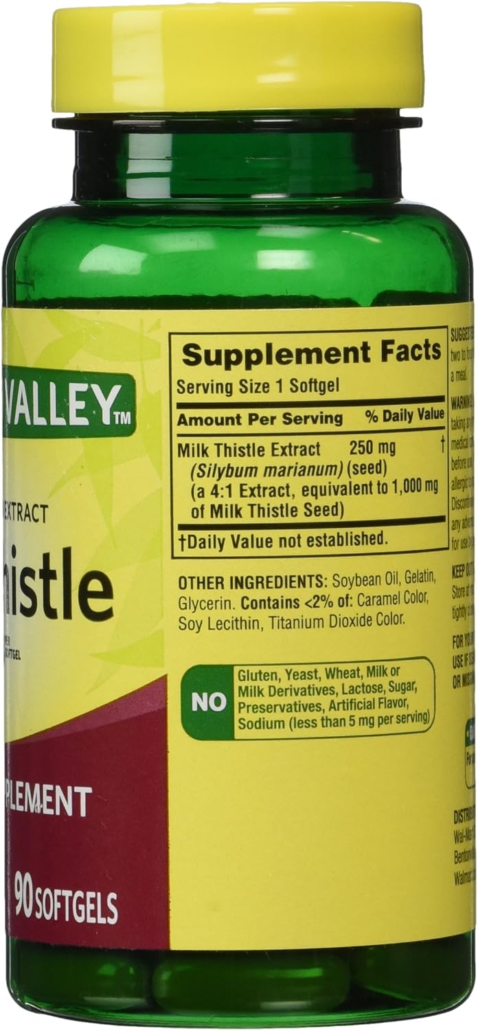 Spring Valley Milk Thistle 4:1 Concentrated Extract 250 mg - 90 Softgels