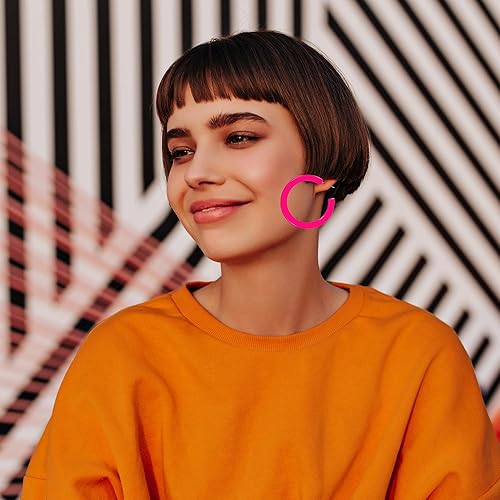 Vista 4 de Aretes de neón de los años 80 y 90 para mujer, estilo retro, con cinta de casete, color caramelo, ligeros, acrílicos, aretes colgantes