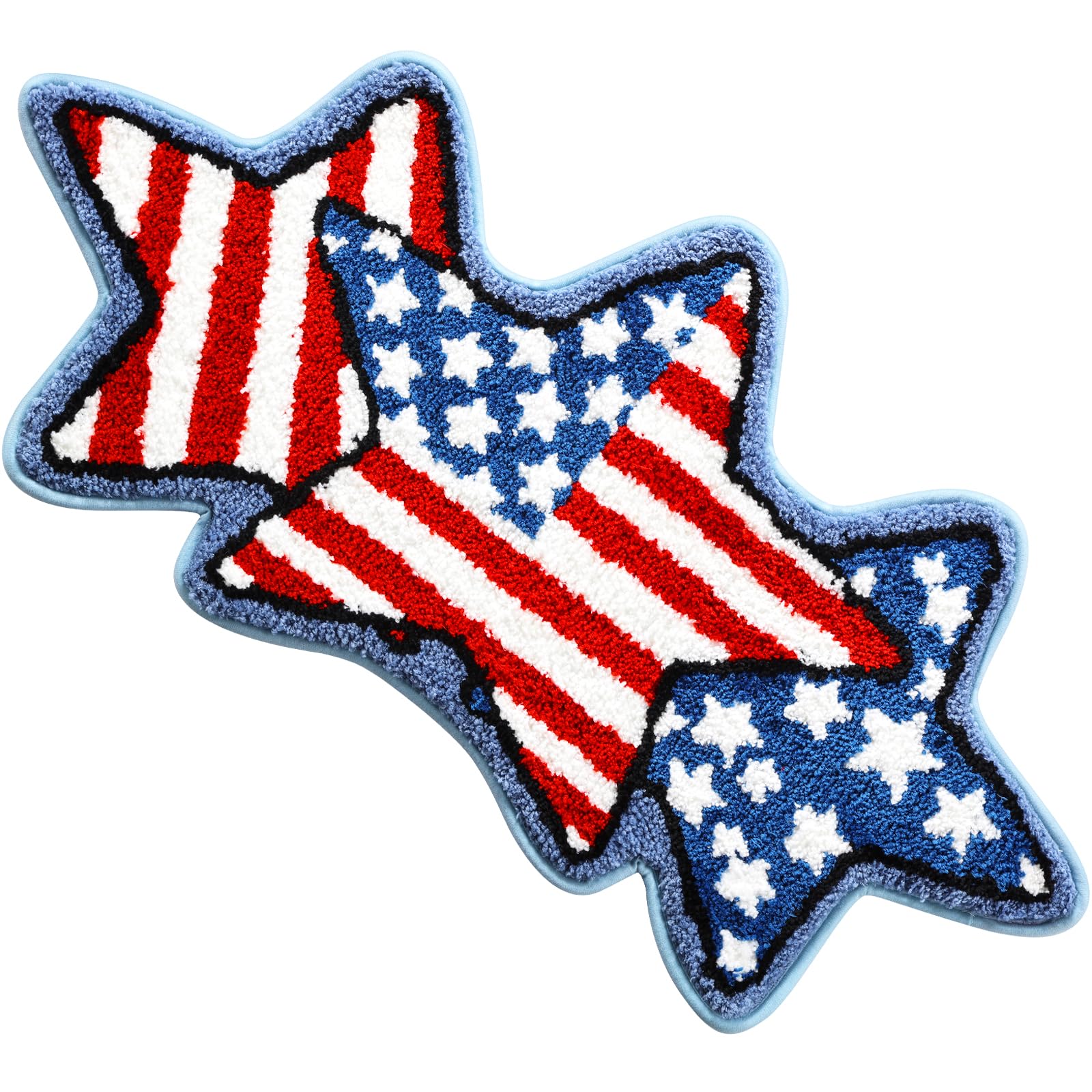 Moutina American Flag Stars Bathroom Rugs 18x36 Inch, Soft and Absorbent Tufted 4th of July Rug Non Slip Washable, Patriotic Bathroom Decor Bath Mat