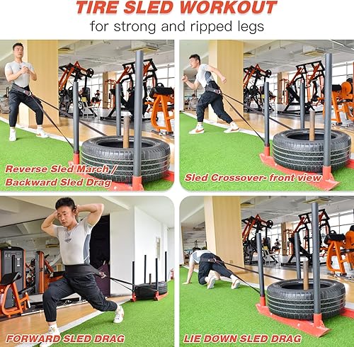 Miniatura 6 de ATENTO Cinturón de tracción de trineo, cinturón de entrenamiento de trineo con cierre ajustable, cinturón de tracción de trineo para tirar de