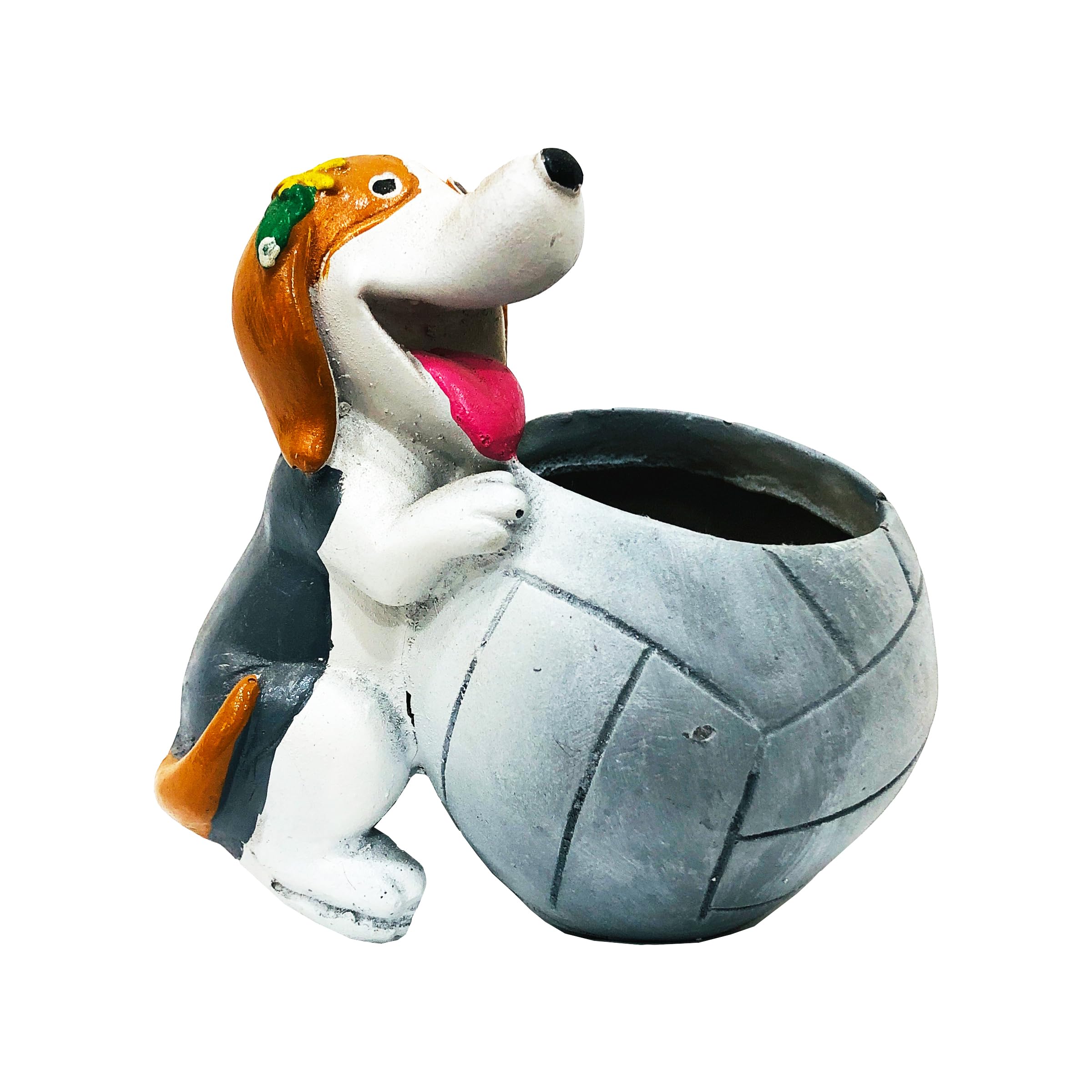 SHOPMEFAST Resin Dog with Football Succulent Planter Pot (Plant Not Included) with Drainage Hole for Home Office Decor, Multicolour, Size : 4 Inches. (B0C8YNH5R1) Amazon Price History, Amazon Price Tracker