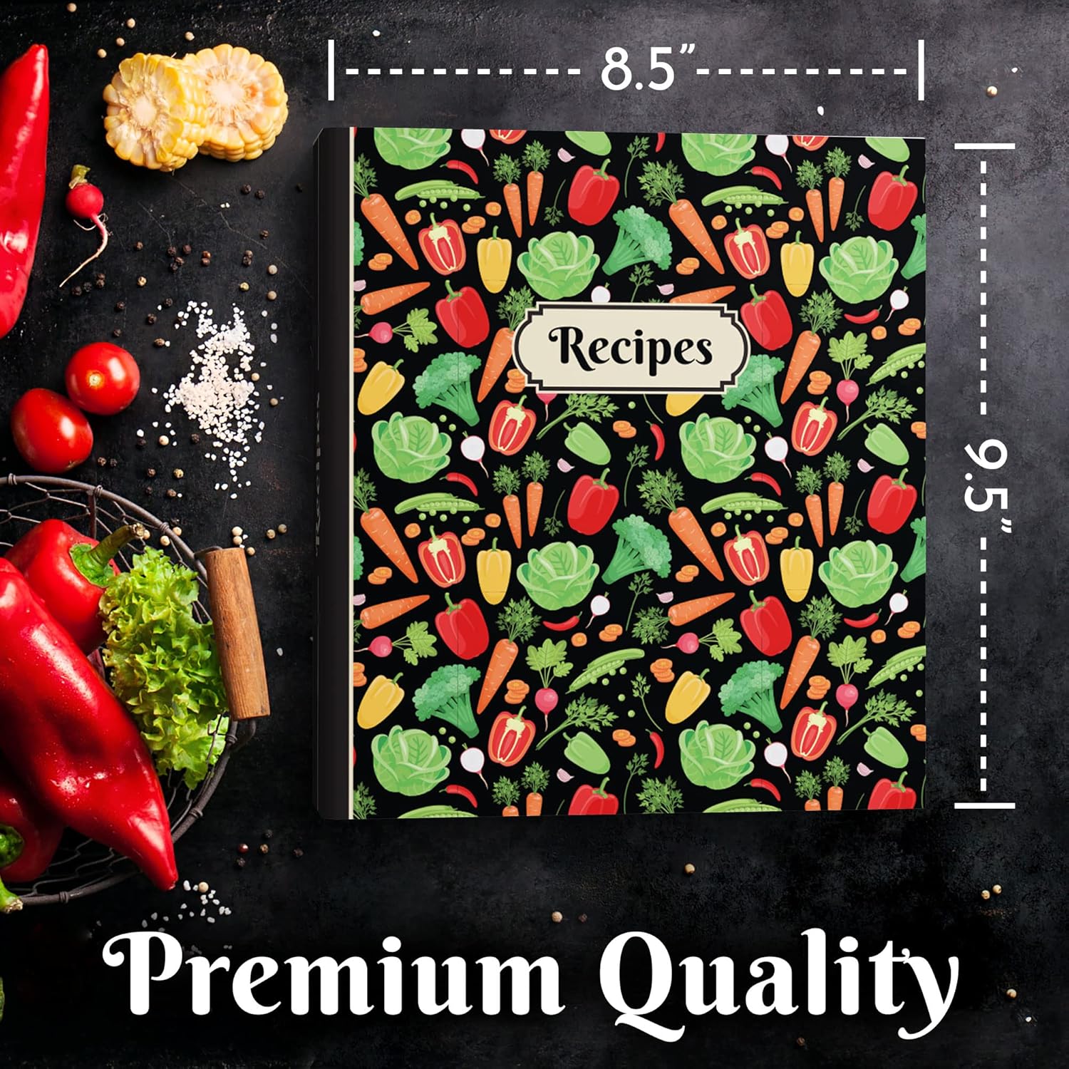 Buy Black Recipe Binder 3 Ring Binder Set, Recipe Notebook with 50