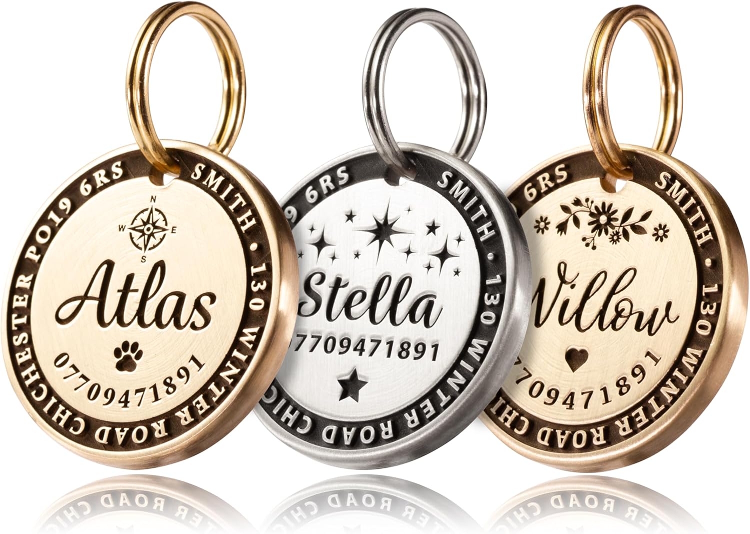 Luxury Solid Brass/Stainless Steel Deep Engraved Dog Tag/Pet ID.