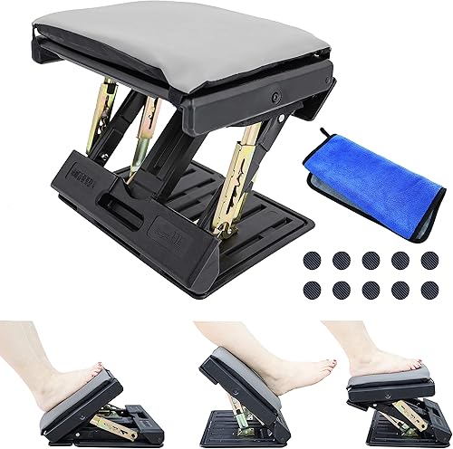 Reposapiés ajustable para debajo del escritorio en el trabajo con 4 niveles de altura, reposapiés debajo del escritorio con superficie de masaje,