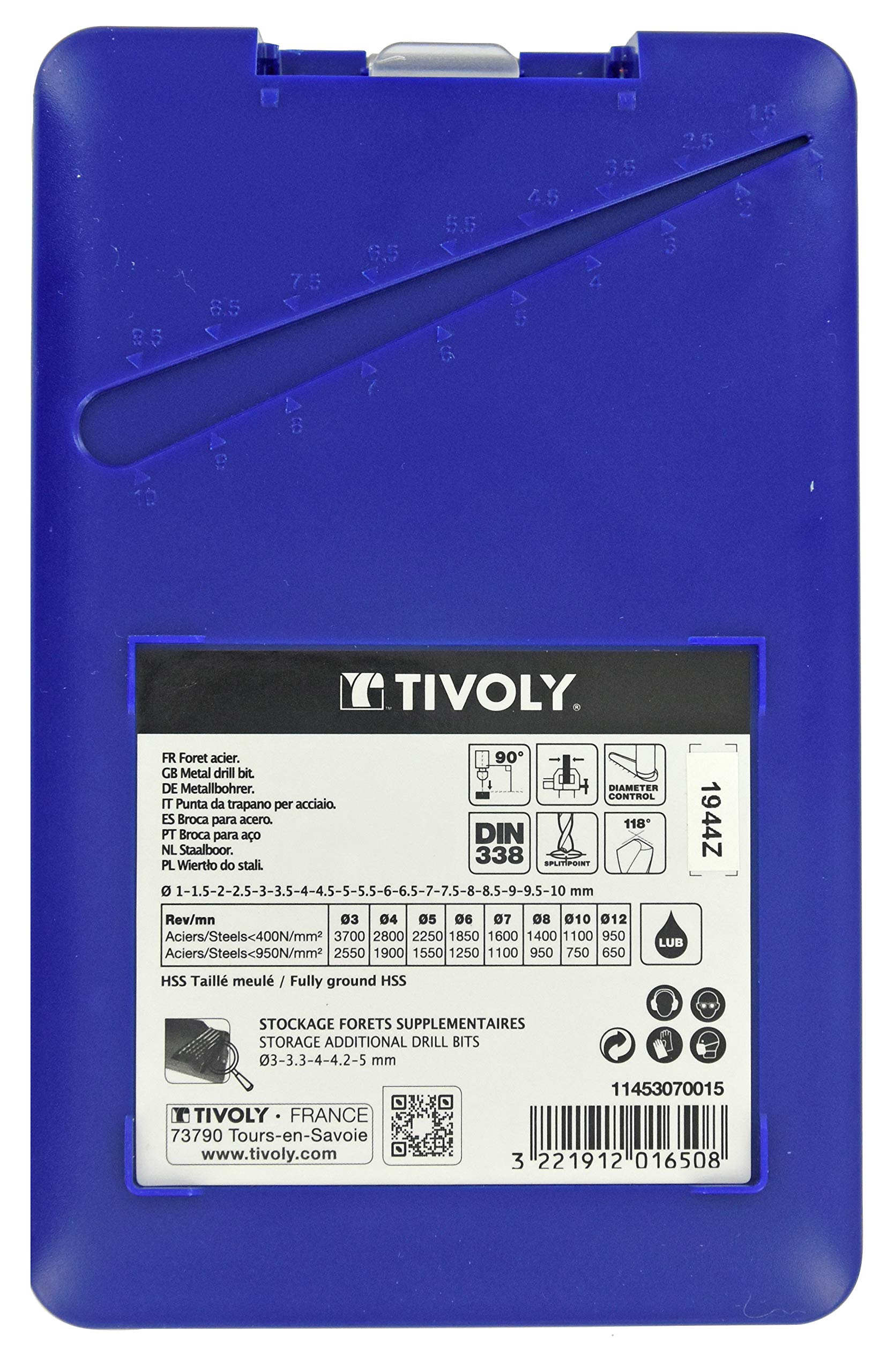 TIVOLY 11453070015 punte rectificada cilindrica Serie corte, 1 – 10 x 0.5, confezione da 19 pezzi