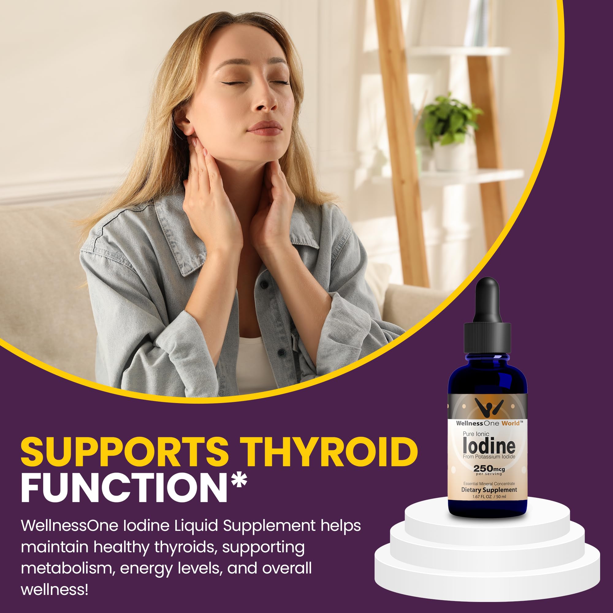 WellnessOne Iodine Drops for Thyroid Support - Fast Acting Liquid Iodine Supplement from Potassium Iodide - Great for Immunity & Cognition & Maximizes Iron Absorption - 1.67 fl oz — Amazon image 7