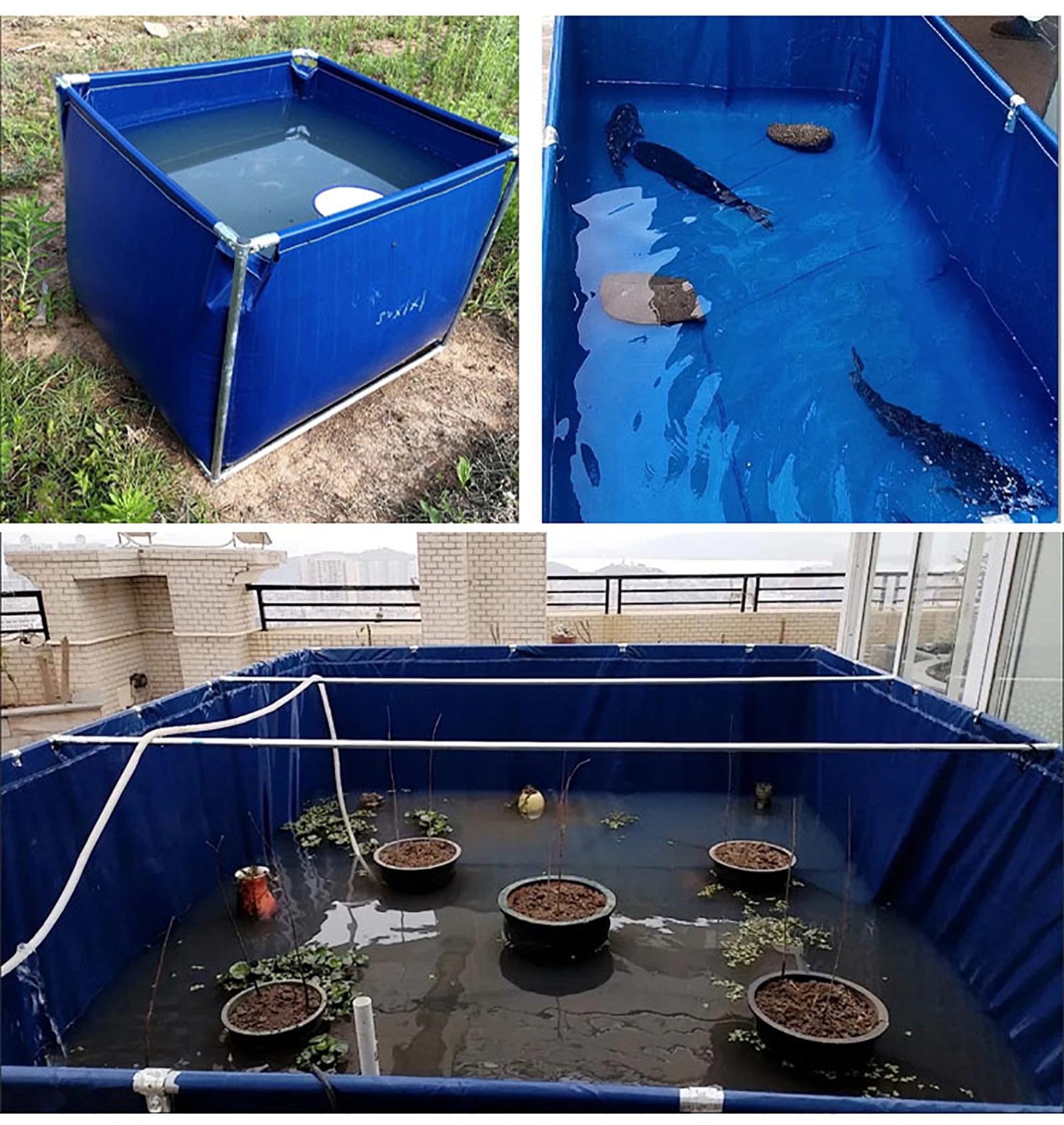 Estanque de Almacenamiento de Agua Plegable, Estanque De Peces De Lona En El Suelo del Estanque De Peces, Piscina de Tela Impermeable para Peces For Patio/Jardín/Casa 1 * 1 * 0.5m