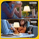 Cordless Outdoor Touch Table Lamp, Waterproof Small Shower Lamp, 4000mAh Battery Operated Rechargeable Dimmable Desk Lamp for Patio, Restaurant, Camping, Home-Wood Grain