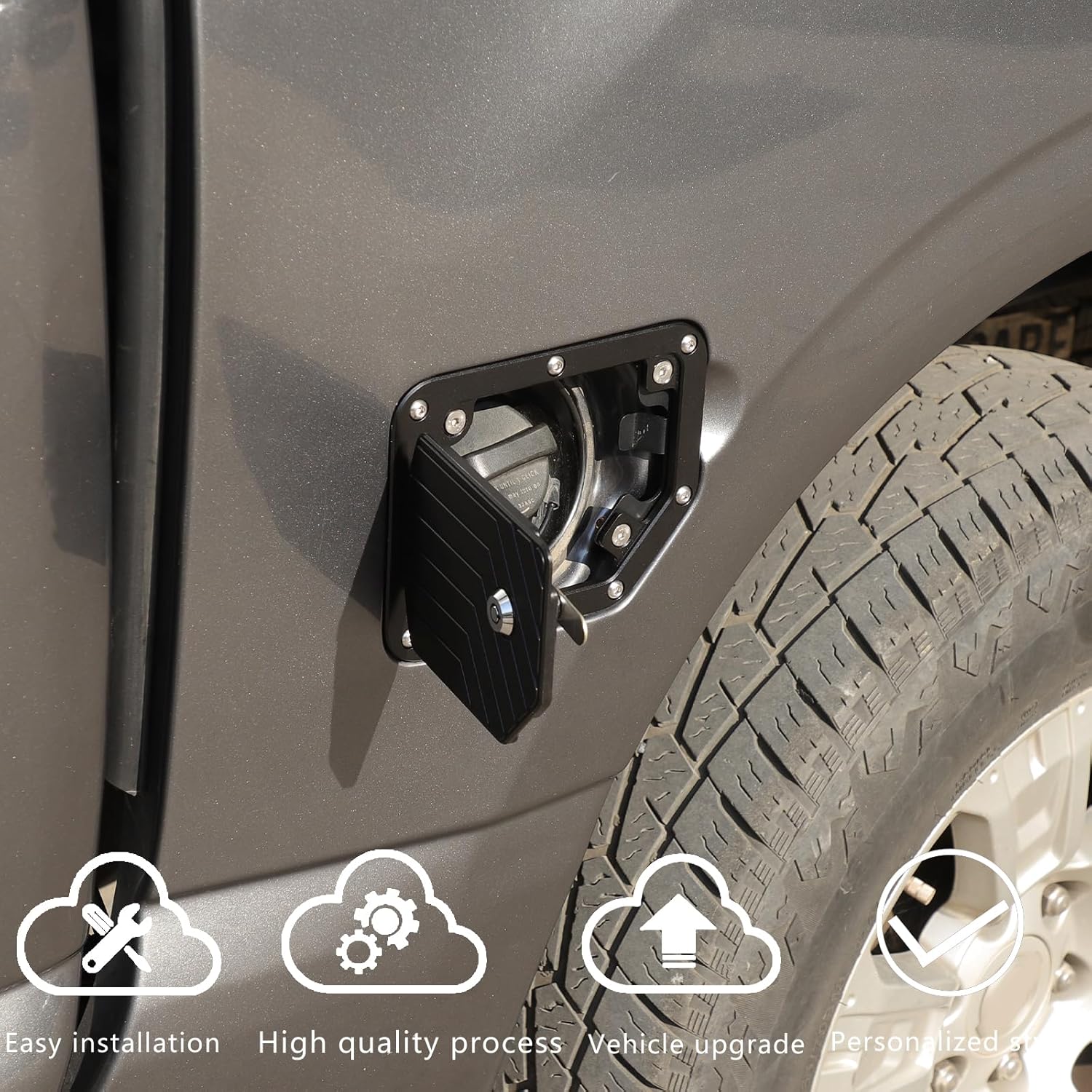 Car Fuel Tank Cap Replacement Anti-theft Lock Cap Compatible with Nissan Titan 2016-2023 Truck Door Locking Gas Tank Door Cap with Lock，Fuel Tank Gas Filling Cap accessories