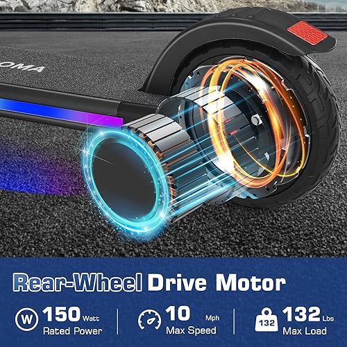 Miniatura 3 de Caroma Electric Scooter for Kids Ages 8-12, 150W Foldable Kids Electric Scooter, Max 7 Miles & 10 Mph, LED Display, Colorful Lights, Adjustable