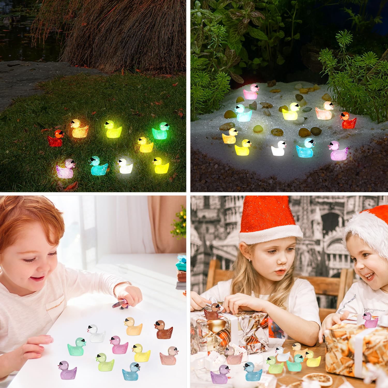 100 Stück Mini-Enten Mit Sonnenbrille & Goldkette – Bunte Harz-Figuren, Je 1,75 Cm | Für Deko, Puppenhaus & Mikro-Landschaften