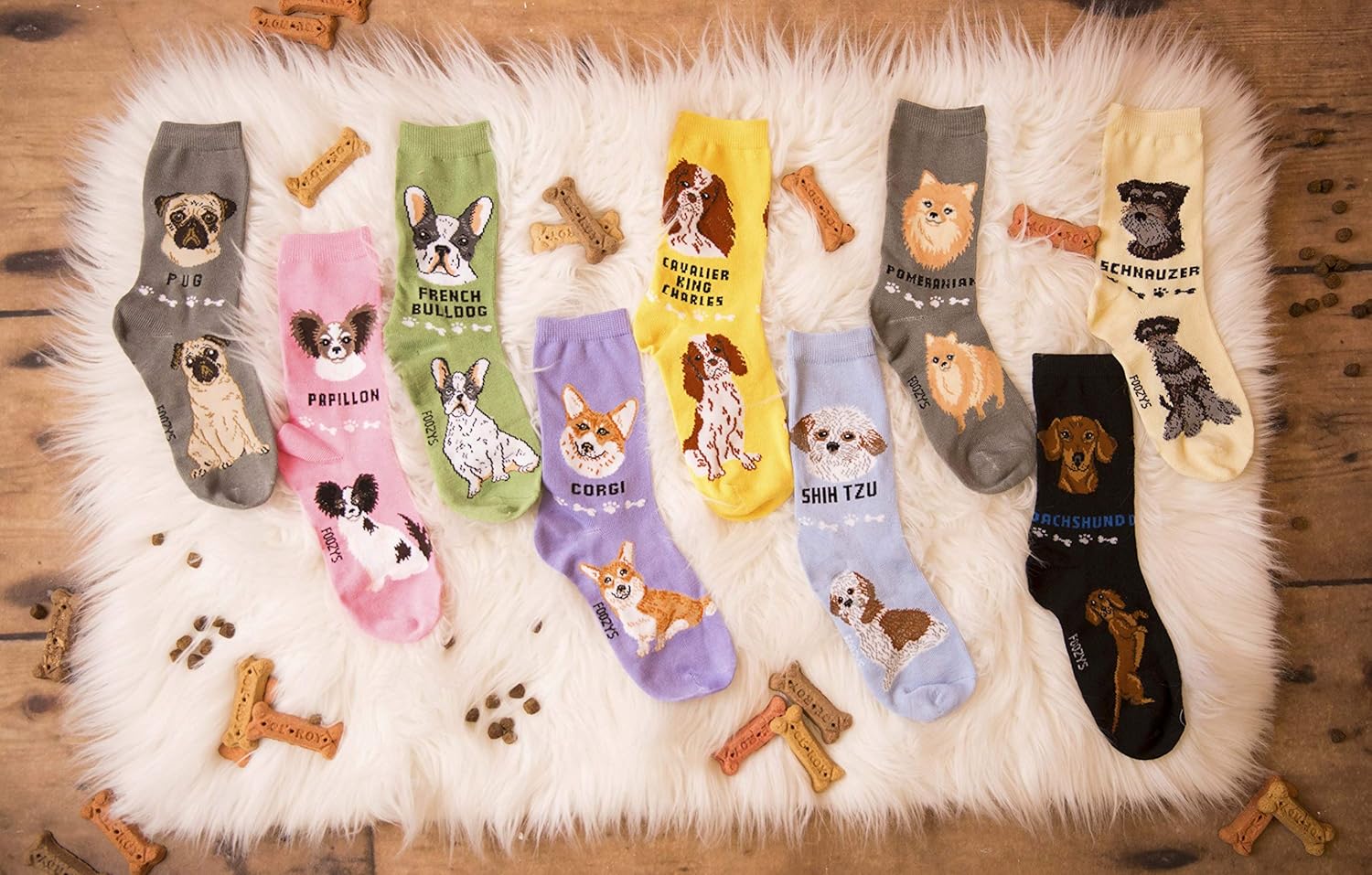 Foozys Unisex Crew Socks | Canine/Dog Collection | French Bulldog - Image 2