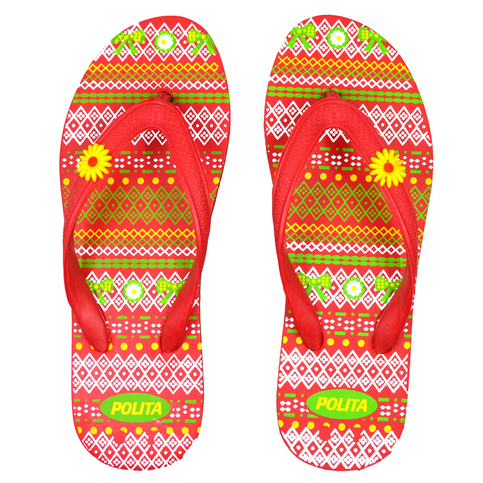 POLITA Womens Rubberized EVA Flip-Flops and House Slippers (fifty Shades Of Red f82) (4, numeric_4) (B08MWSKG1P) Amazon Price History, Amazon Price Tracker