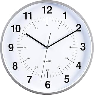 Kiera Grace Silent Round Wall-Clocks, 12-Inch, Silver