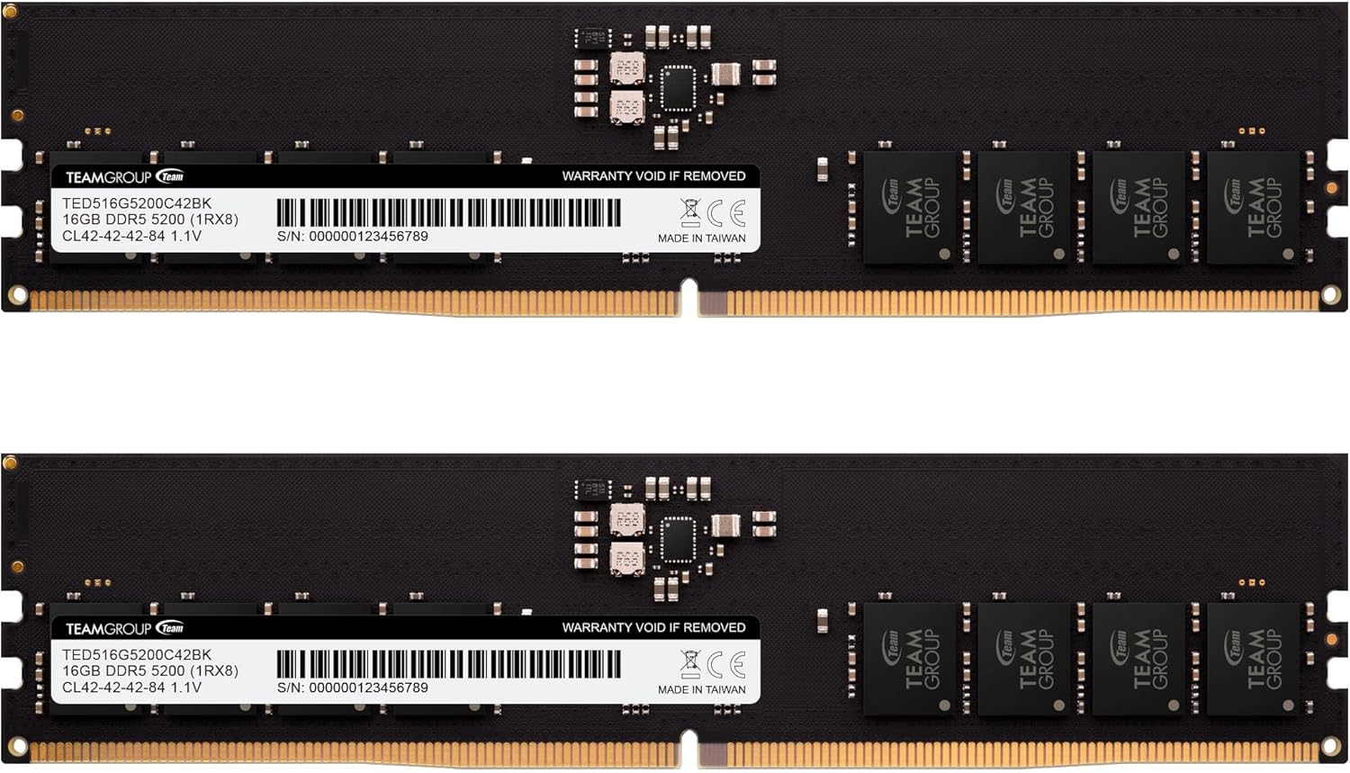 TEAMGROUP Elite DDR5 16GB Kit (2x8GB) 5200MHz (PC5-41600) CL42 Non-ECC Unbuffered 1.1V UDIMM 288 Pin PC Computer Desktop Memory Module Ram Upgrade – TED516G5200C42DC01 TEAMGROUP Elite DDR5 16GB Kit (2x8GB) 5200MHz (PC5-41600) CL42 Non-ECC Unbuffered 1.1V UDIMM 288 Pin PC Computer Desktop Memory Module Ram Upgrade – TED516G5200C42DC01