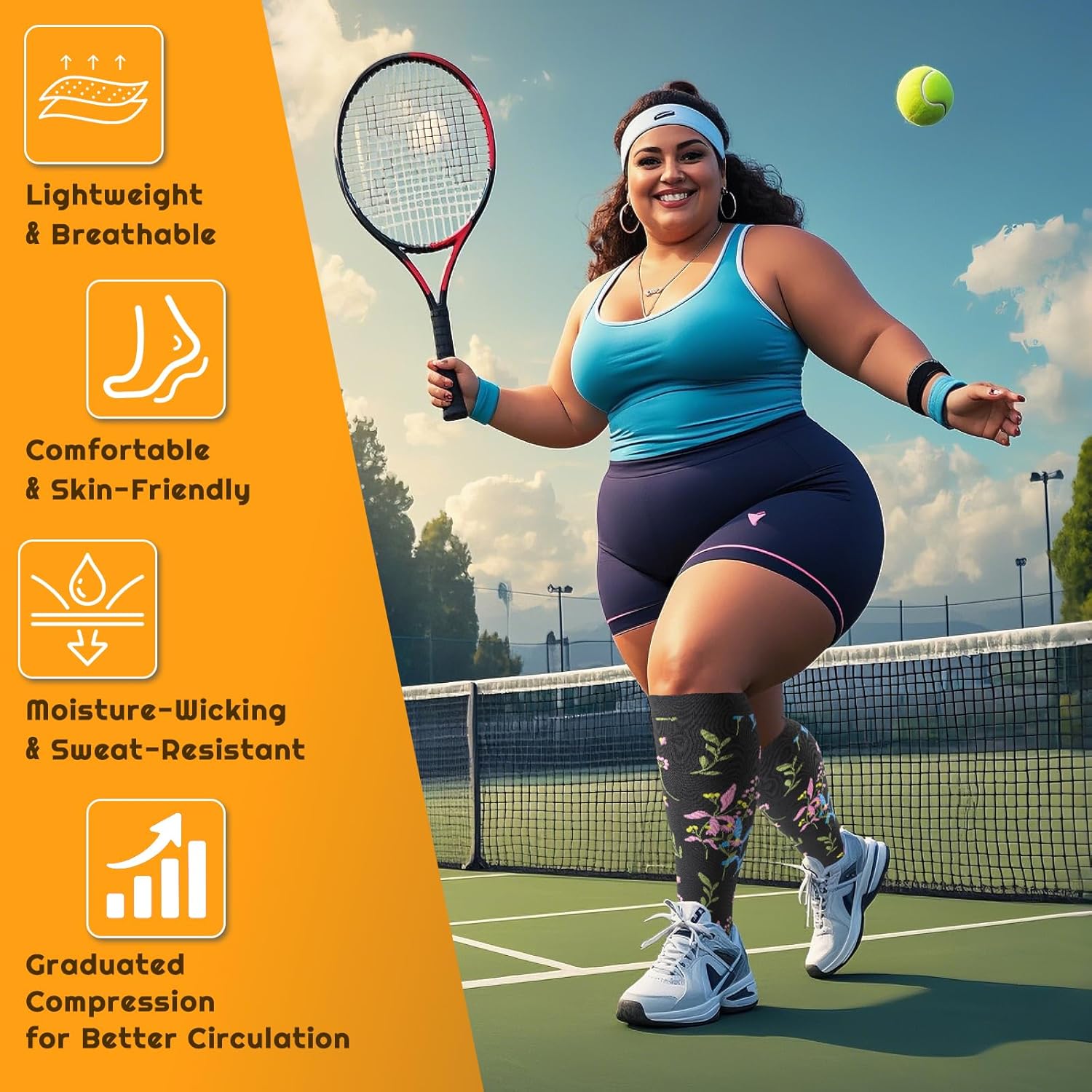 Plus Size Compression Socks for Women & Men 3 Pairs, Wide Calf Extra Large 20-30 mmHg Knee High Support Socks for Travel, Running, Nurse - Image 4