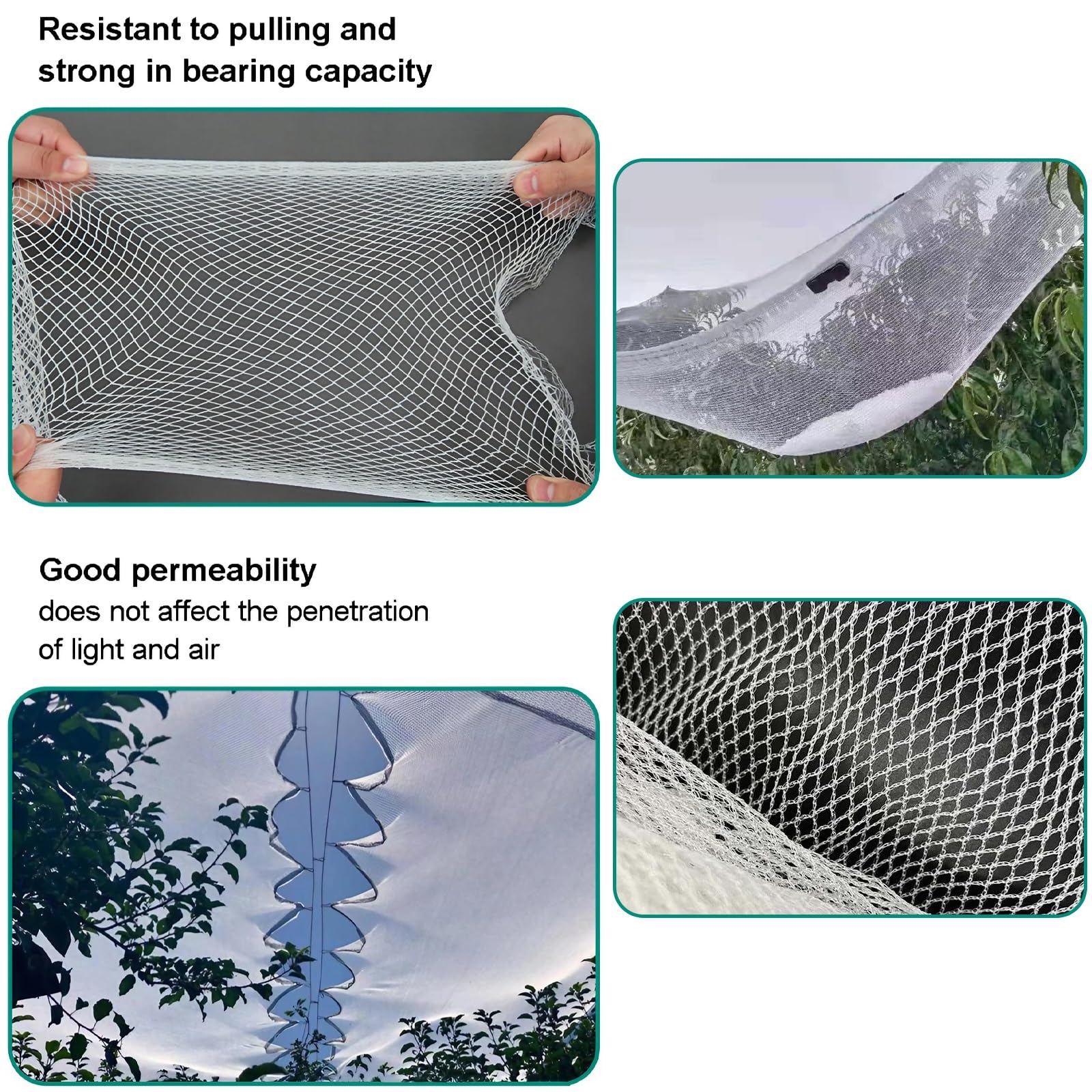 Rete Antigrandine Alta Portata Fili Rinforzati, Resistente allo Strappo Raggi UV Telo Antigrandine, Maglia da 5 mm Rete Anti Uccelli per Frutta e Verdura, Giardini, Piante, Anti-Uccelli(1 x 50m)