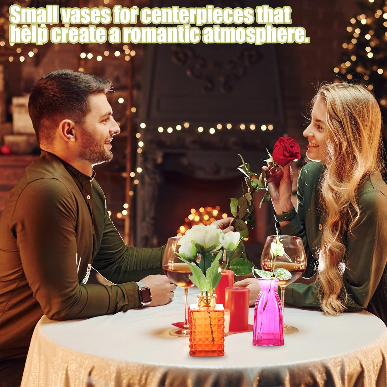 12 Pcs Color Bud Vases in Bulk,Colored Glass Bud Vases,Mini Vintage Flower Vase for Centerpieces,Vintage Small Vase for Flowers,Home Wedding PartiesTable Decoration - Image 5