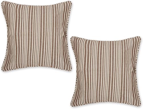Miniatura 78 de DII Colección de fundas de almohada, algodón reciclado, cremallera oculta, 18x18, rayas cambray, azul brillante, 2 piezas
