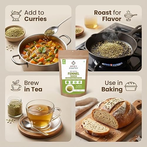 Miniatura 3 de Spicy Pantry - Semillas de hinojo enteras de 4 onzas, Foeniculum vulgare, 100% naturales, bolsa resellable, ideal para té, cocinar y hornear