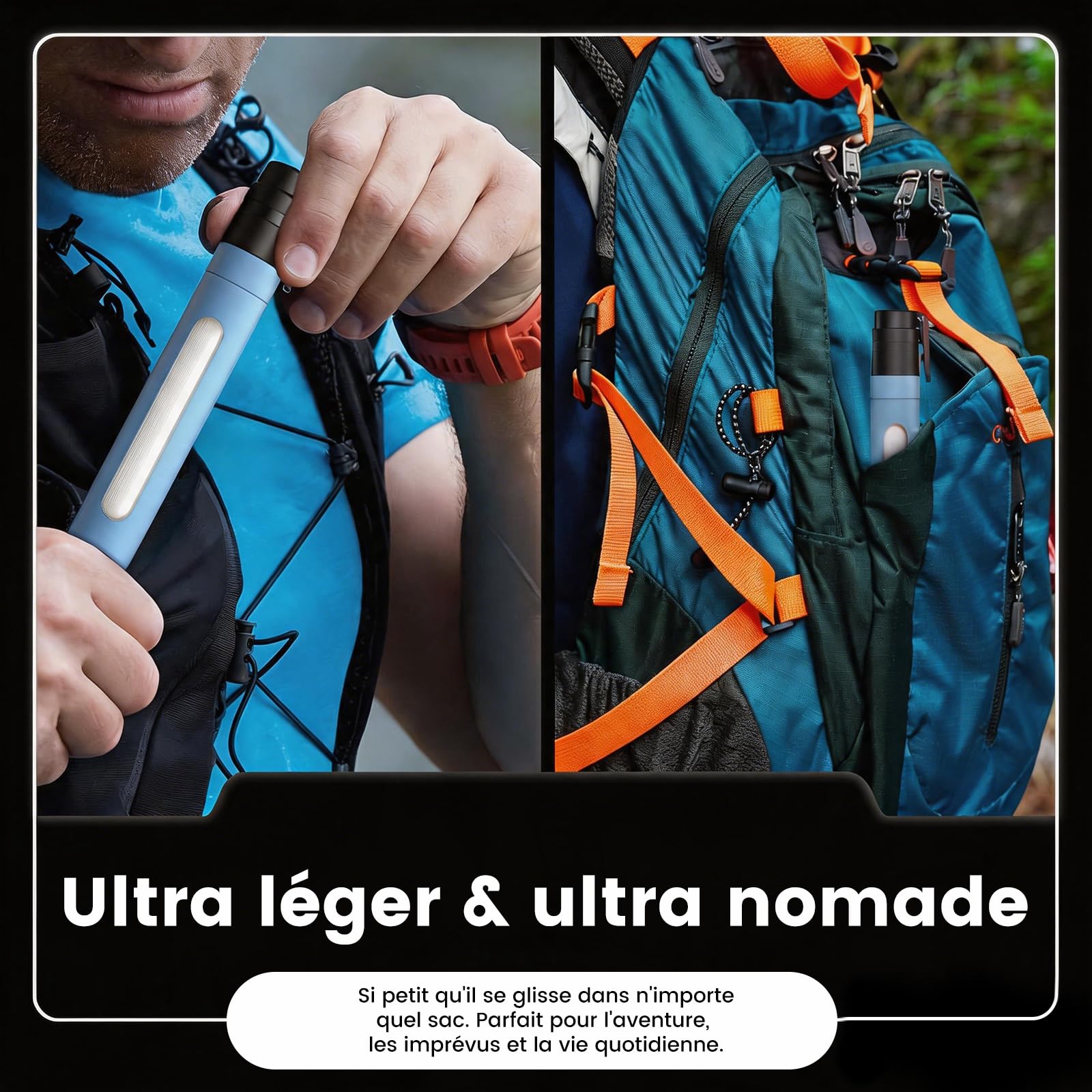 Paille Filtrante Survie 0.01µm Filtre Eau Portable avec Fenêtre de Visualisation Élimine 99.99% des Impuretés 3000L de Filtration Léger 50g Pour Camping Randonnée Urgence Voyage (Bleu * 4)