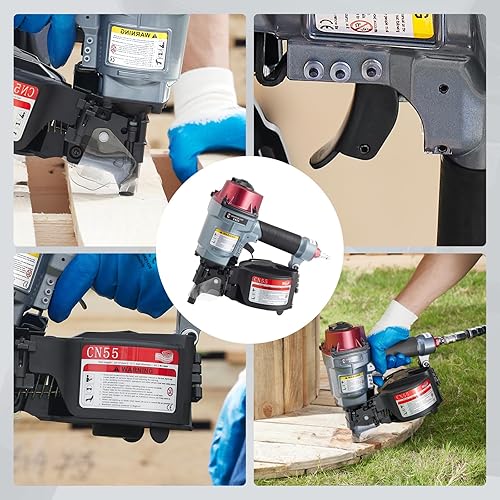 Vista 4 de Clavadora de bobina de aire CN55 15 grados 1 pulgada a 2-1/4 pulgadas bobina pistola de clavo disparo rápido para embalaje de paletas de madera